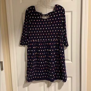 Open Back Heart Print Mini Dress